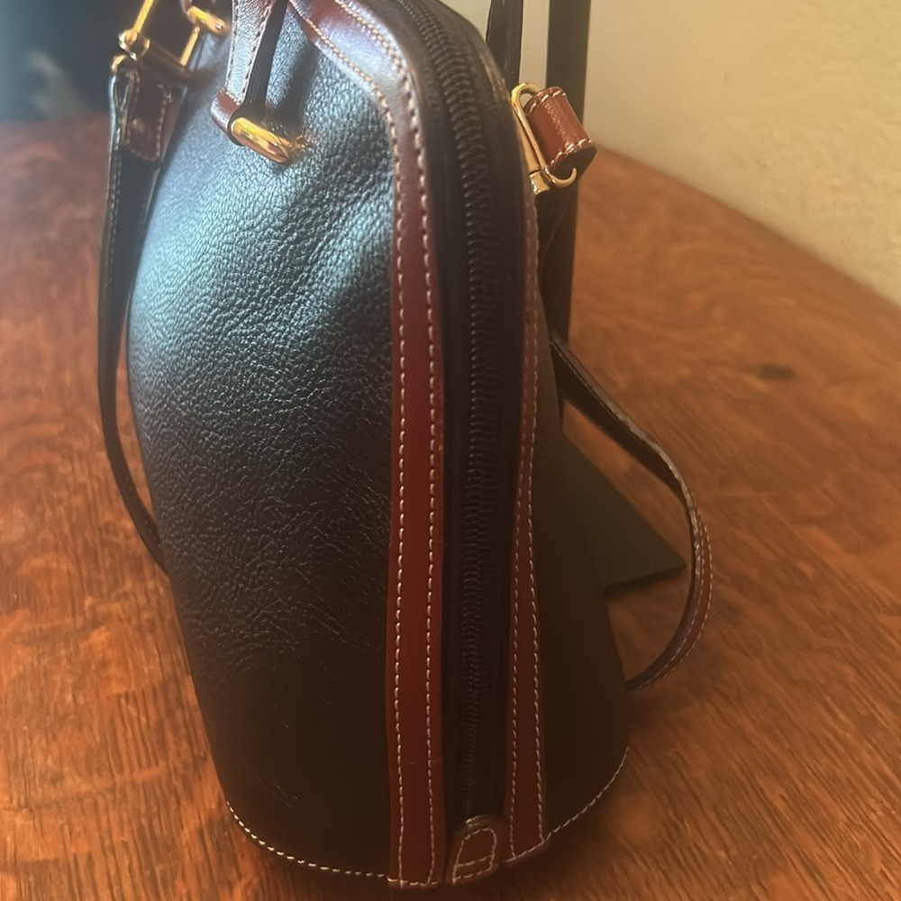 Bally Vintage Black and Brown Pebbled Leather Satchel with Shoulder Strap - Picture 4 of 15